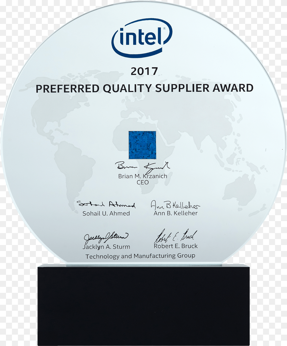 Intel 2017 Preferred Quality Supplier Award Intel, Text, Disk Png Image
