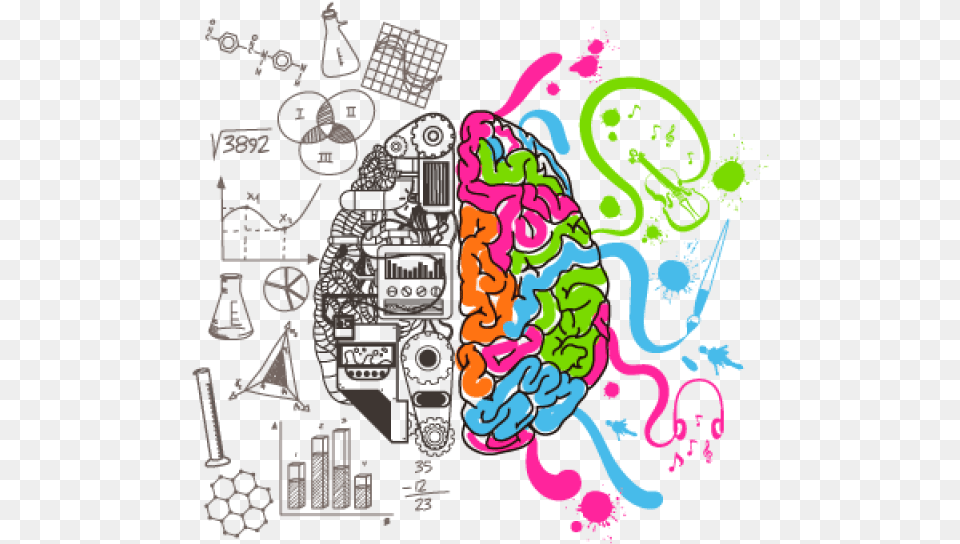 Intelligent Brain Image Left Right Brain, Art, Doodle, Drawing, Graphics Free Png Download