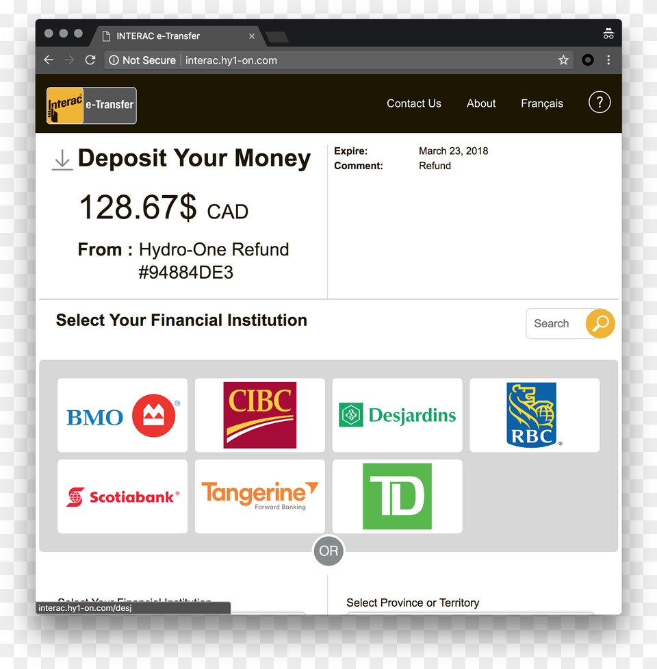 Interac E Transfer Scam Text, File, Webpage Free Transparent Png