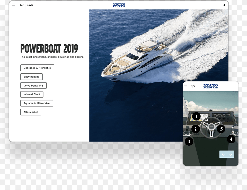 Interactive Brochure Example Volvopenta Luxury Yacht, Transportation, Vehicle, Boat, Machine Png