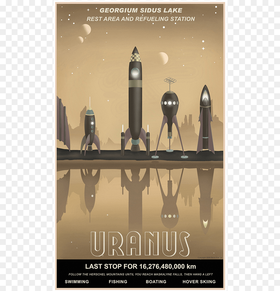 Intergalactic Travel Posters That Make Us Wish Space Art Deco Sci Fi Poster, Advertisement, Mortar Shell, Rocket, Weapon Png Image
