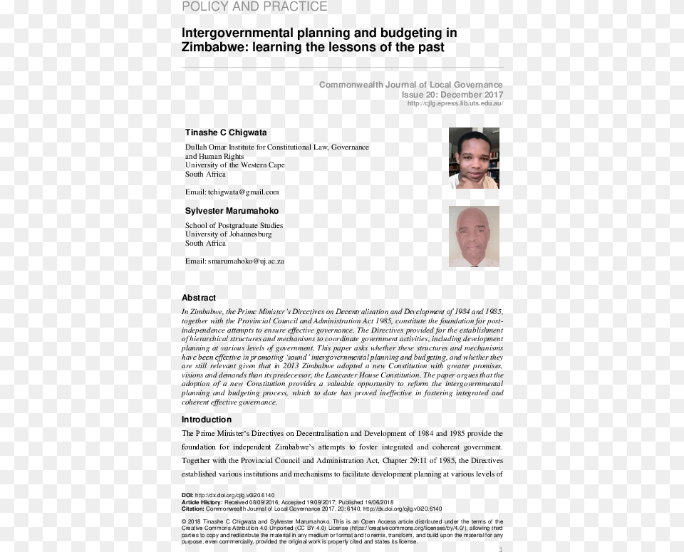 Intergovernmental Planning And Budgeting In Zimbabwe Document, Portrait, Photography, Person, Face Png Image