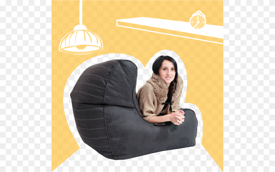 Interior Bean Bag Chair, Woman, Adult, Female, Furniture Free Png
