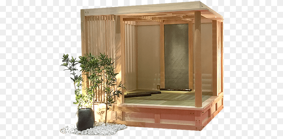 Interior Japanese Room Zashiki Plywood, Architecture, Porch, Plant, Potted Plant Free Png Download