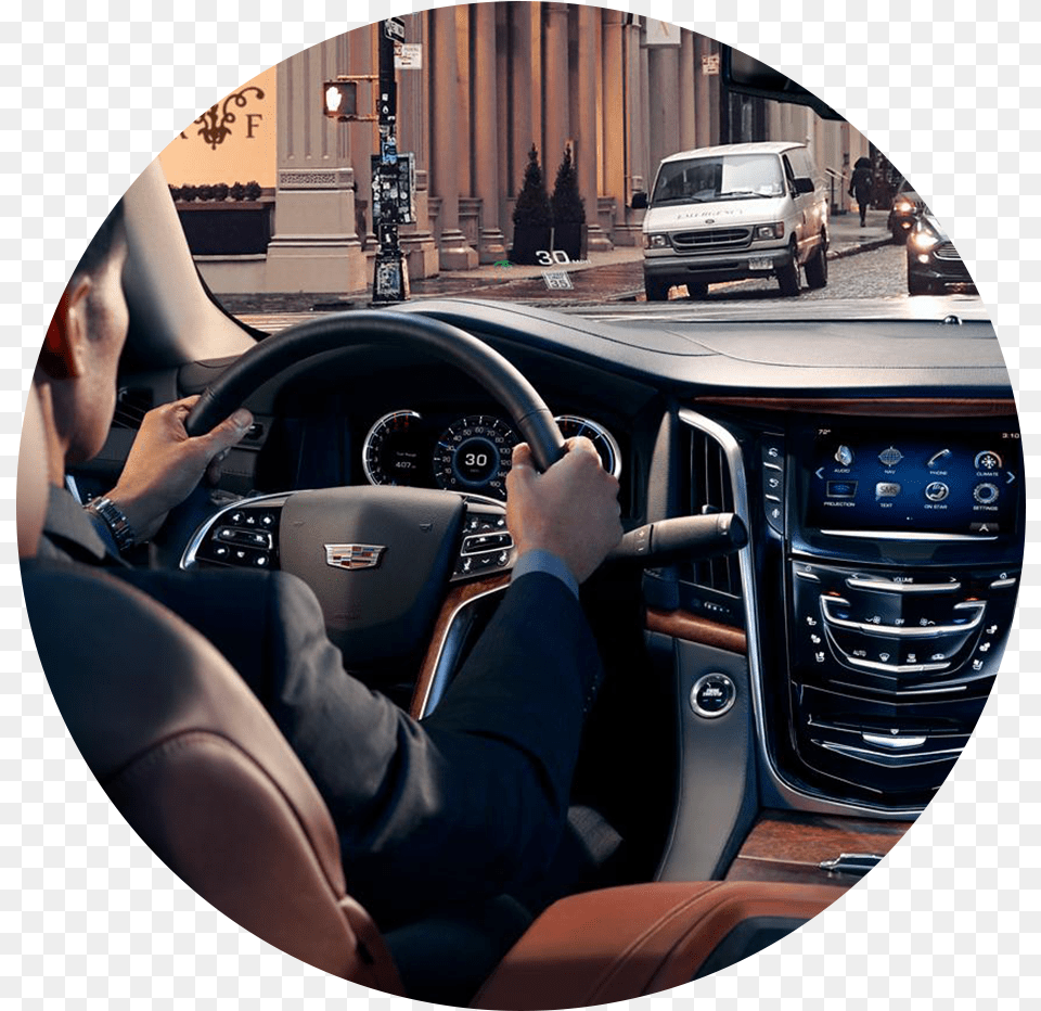 Interior With Man Driving Cadillac 2019 Cadillac Escalade Inside, Car, Vehicle, Transportation, Adult Free Png Download