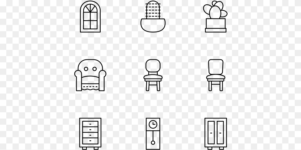 Interiors Line Art, Gray Png