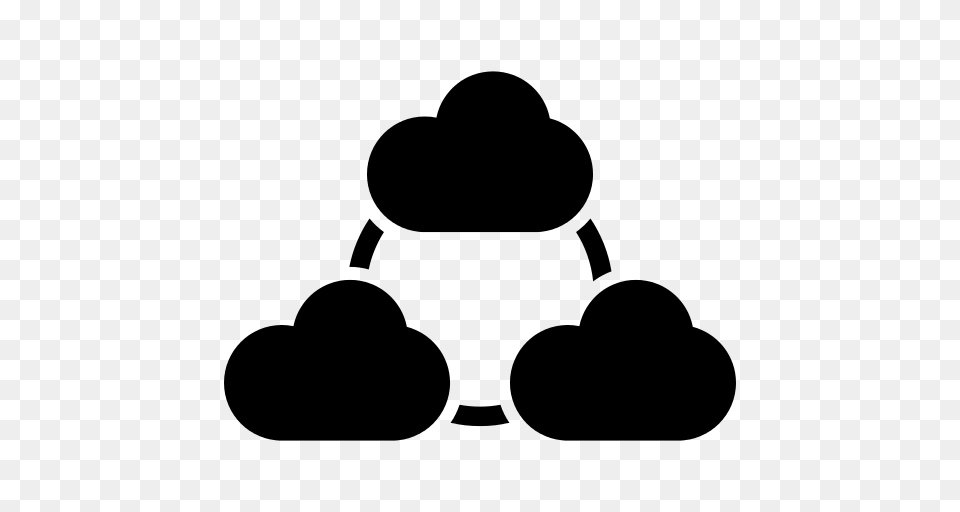 Interlinked Clouds Icon, Gray Png