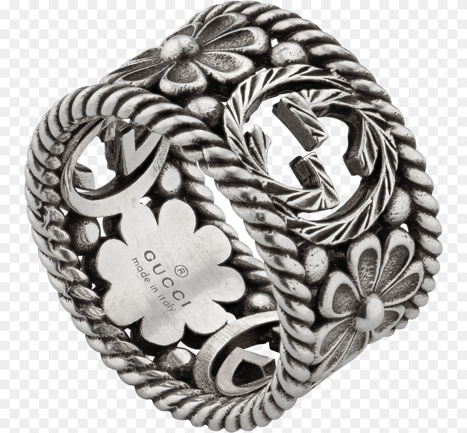 Interlocking Gucci G Silver Ring Gucci Ring Floral, Accessories, Jewelry, Buckle Png