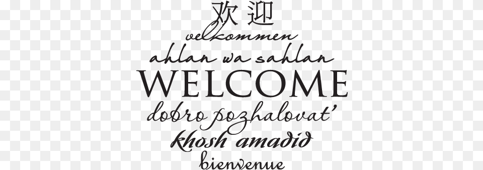 International Welcome Wall Quotes Decal Welcome In Different Languages, Text, Blackboard, Handwriting, Calligraphy Png