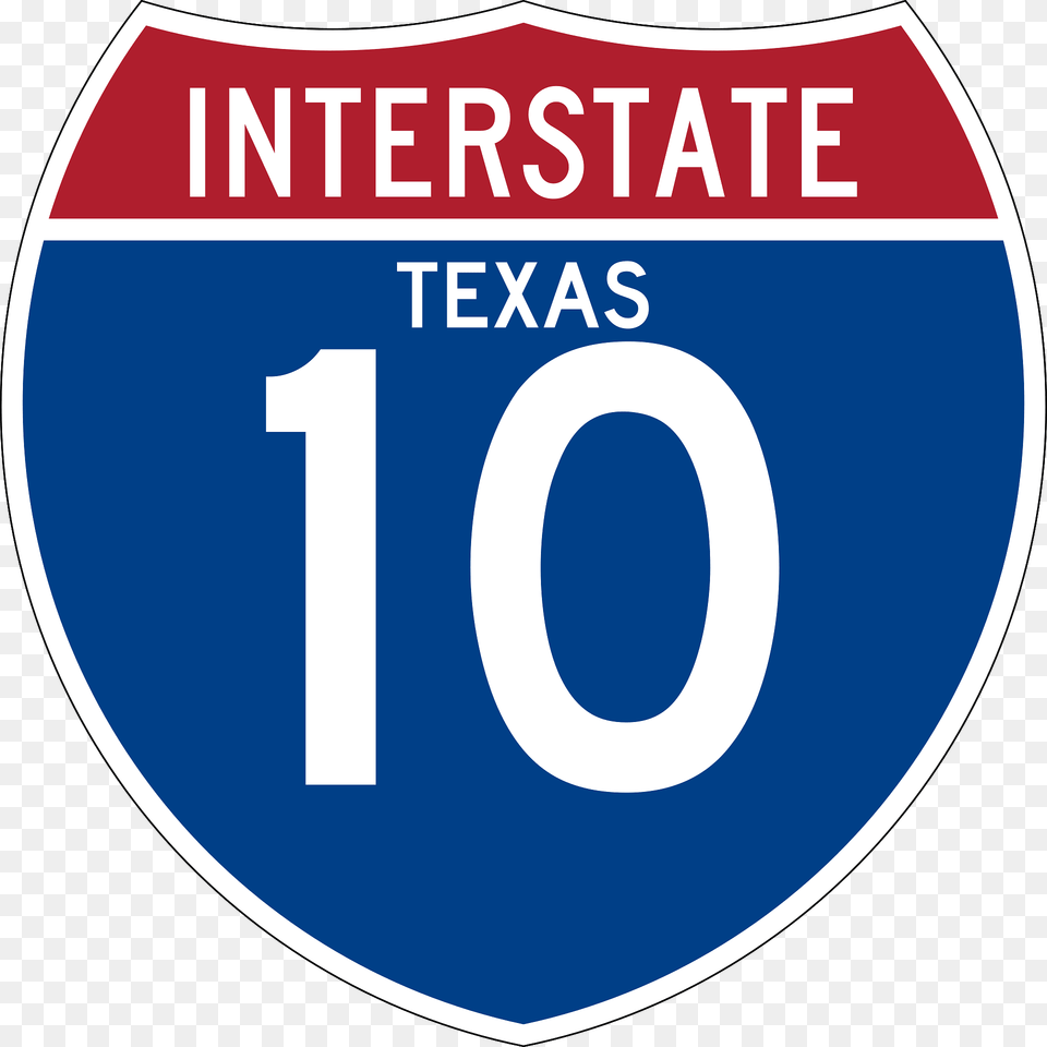 Interstate 10 Texas Sign Clipart, Symbol, Number, Text, Disk Free Transparent Png