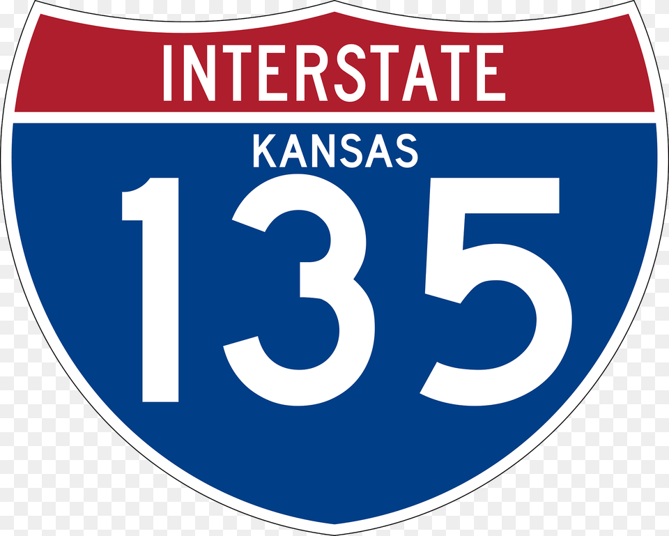Interstate 135 Kansas Sign Clipart, Symbol, Text, Number Png Image