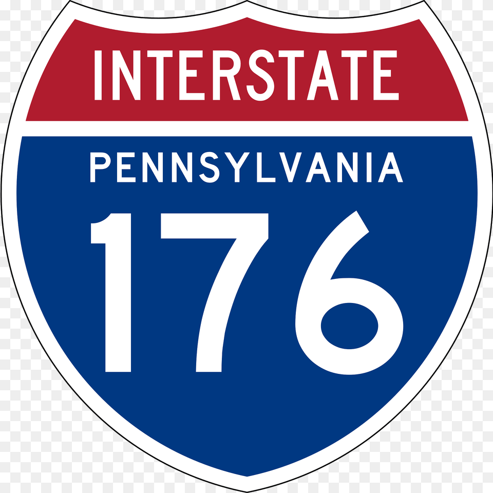 Interstate 176 Pennsylvania Sign Clipart, Symbol, Text, Number, Disk Free Transparent Png