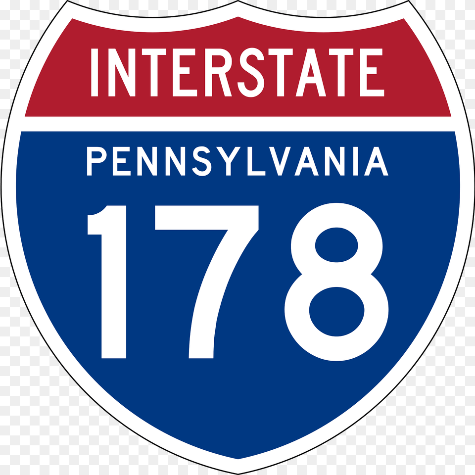 Interstate 178 Pennsylvania Sign Clipart, Symbol, Number, Text, Disk Free Png