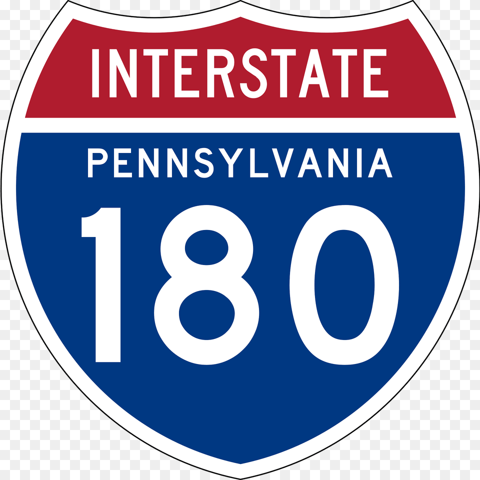 Interstate 180 Pennsylvania Sign Clipart, Symbol, Text, Number, Disk Free Png