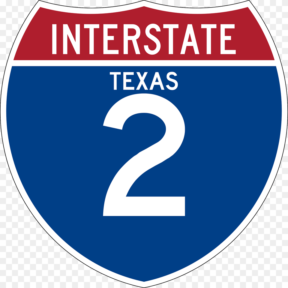 Interstate 2 Texas Sign Clipart, Symbol, Number, Text, Disk Free Png Download