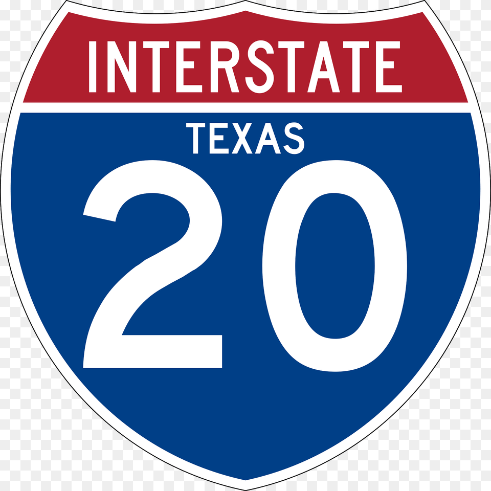 Interstate 20 Texas Sign Clipart, Symbol, Number, Text, Disk Free Transparent Png