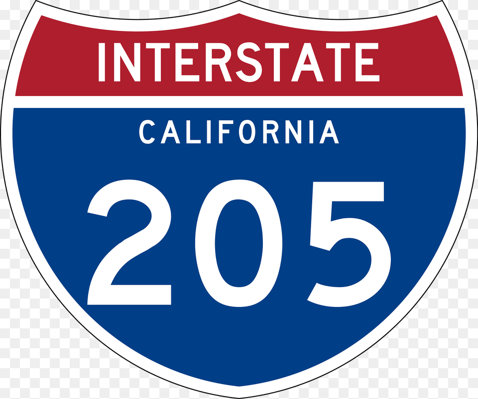 Interstate 205 California Sign Clipart, Symbol, Text, Number Free Png