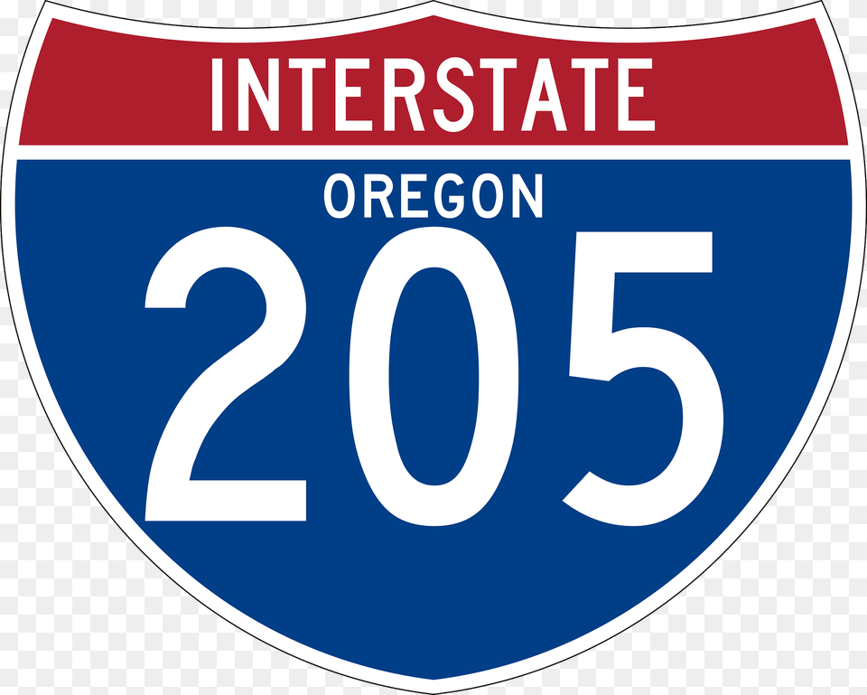 Interstate 205 Oregon Sign Clipart, Symbol, Number, Text, License Plate Free Png