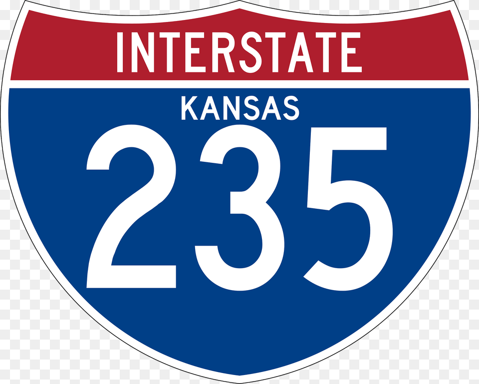 Interstate 235 Kansas Sign Clipart, Symbol, Number, Text Free Png Download