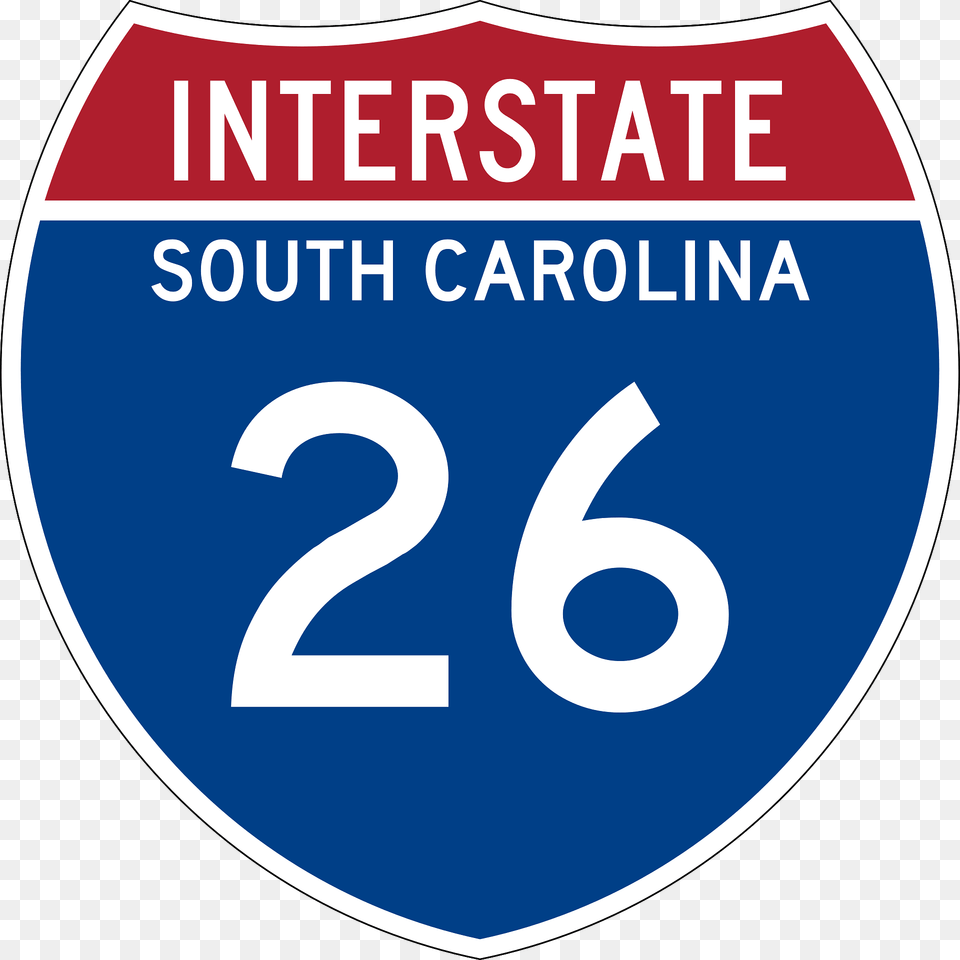Interstate 26 South Carolina Metric Sign Clipart, Symbol, Number, Text, Disk Free Png Download