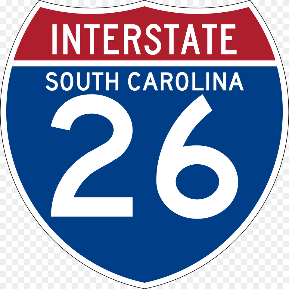 Interstate 26 South Carolina Sign Clipart, Symbol, Number, Text, Disk Free Png