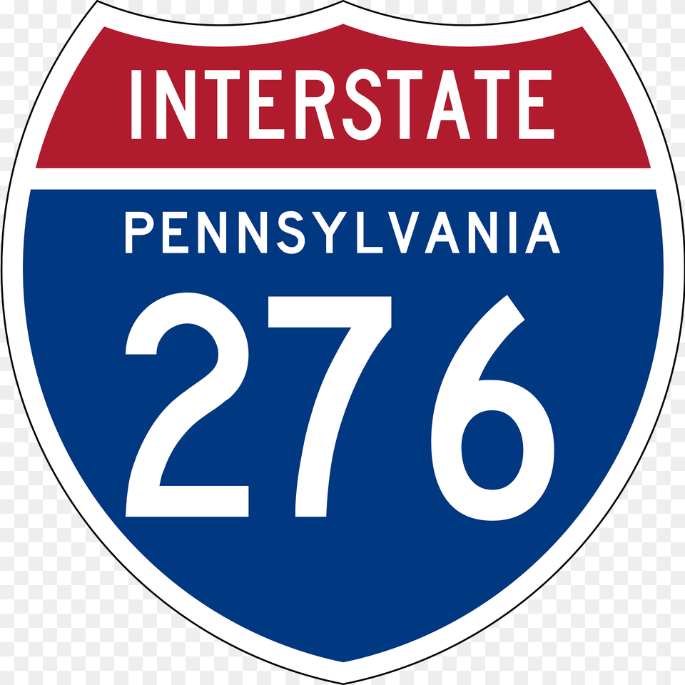 Interstate 276 Pennsylvania Sign Clipart, Symbol, Text, Number, Disk Free Png