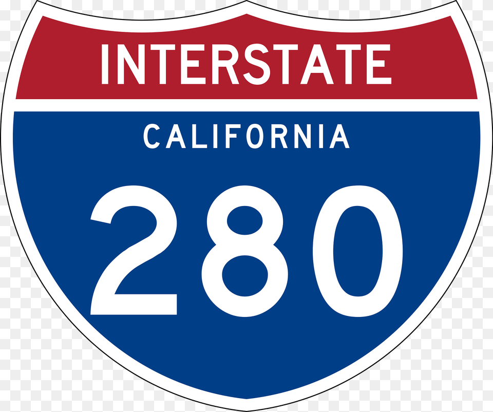 Interstate 280 California Sign Clipart, Symbol, Number, Text Free Png Download