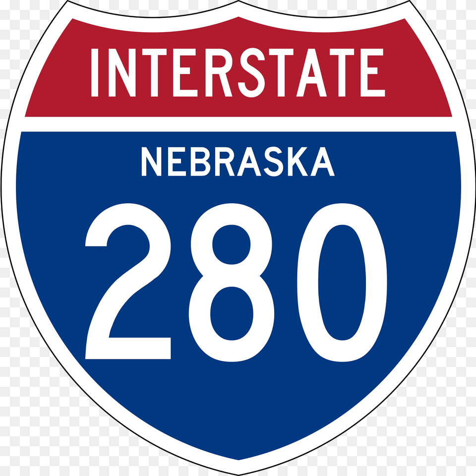 Interstate 280 Nebraska Sign Clipart, Symbol, Number, Text, Disk Png Image