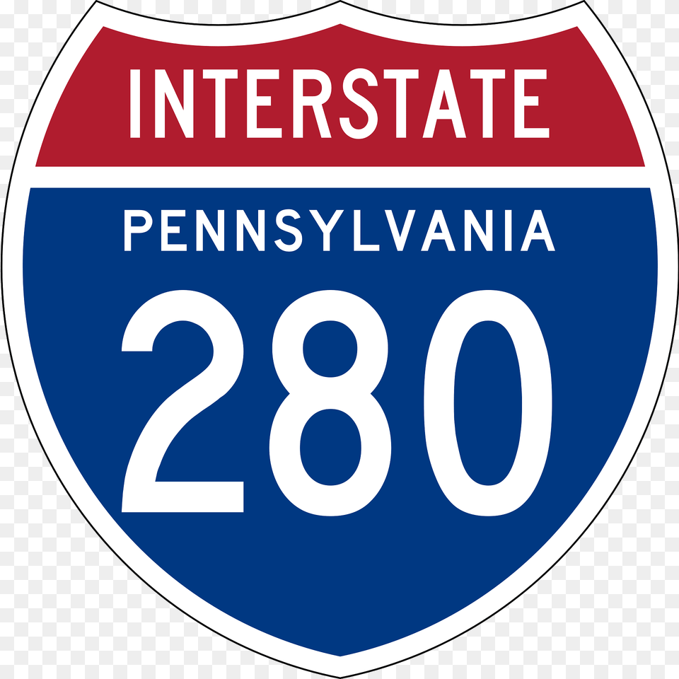 Interstate 280 Pennsylvania Sign Clipart, Symbol, Number, Text, Disk Free Png Download