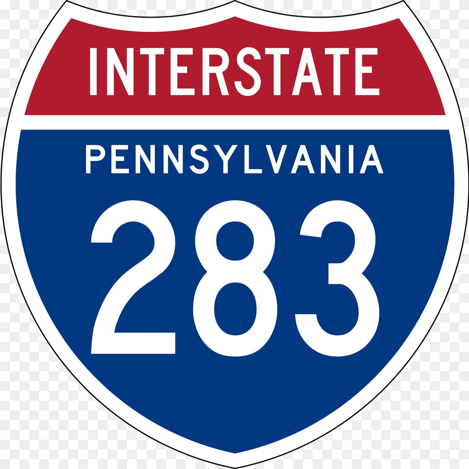 Interstate 283 Pennsylvania Sign Clipart, Symbol, Number, Text, Disk Png Image