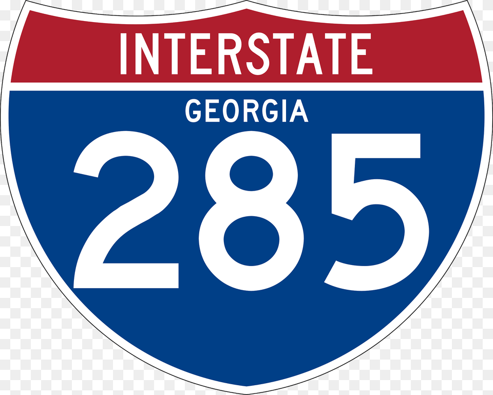 Interstate 285 Georgia Sign Clipart, Symbol, Number, Text Png