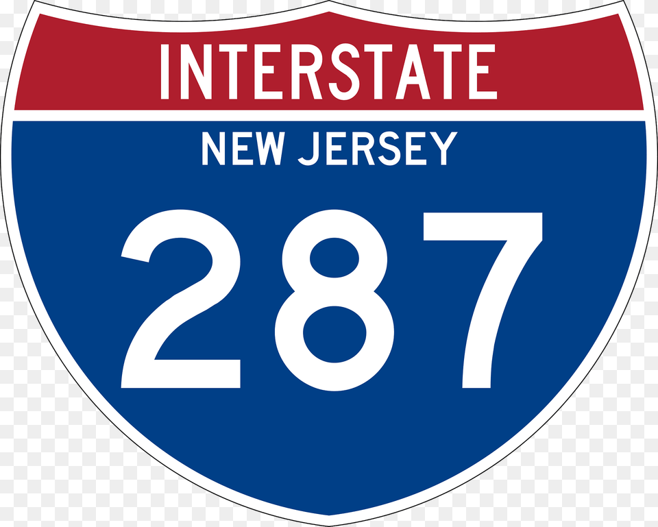 Interstate 287 New Jersey Metric Sign Clipart, Symbol, Number, Text Free Png