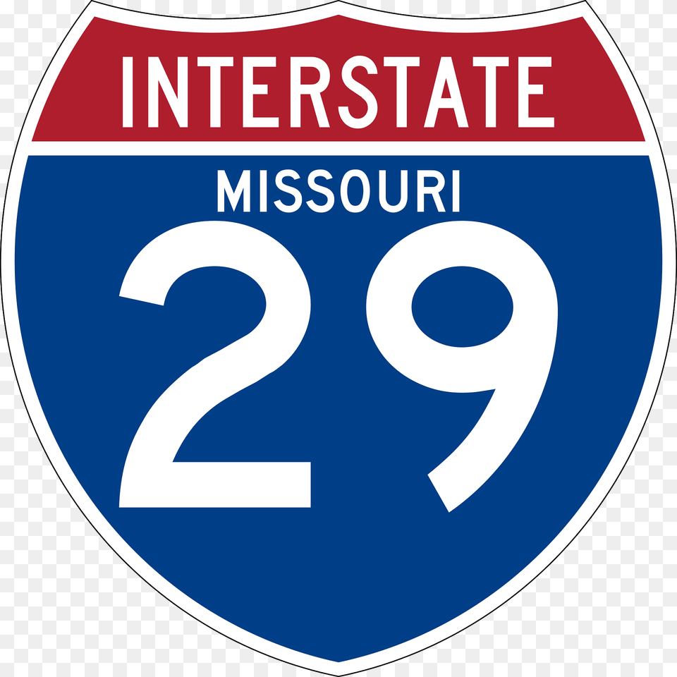 Interstate 29 Missouri Sign Clipart, Symbol, Number, Text, Disk Png