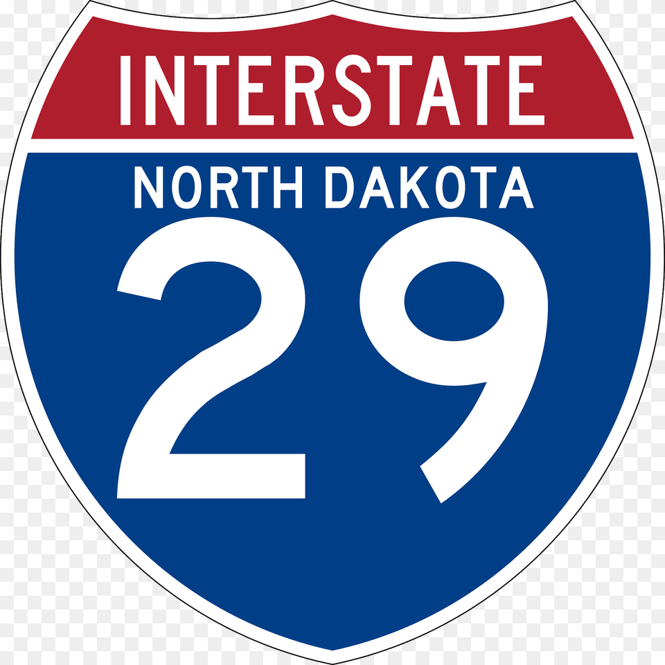 Interstate 29 North Dakota Sign Clipart, Symbol, Number, Text, Disk Free Png