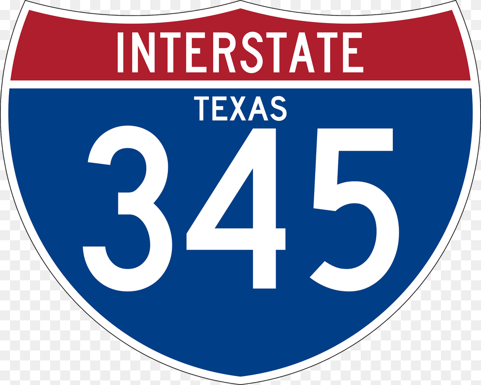 Interstate 345 Texas Sign Clipart, Symbol, Text, Number Free Png