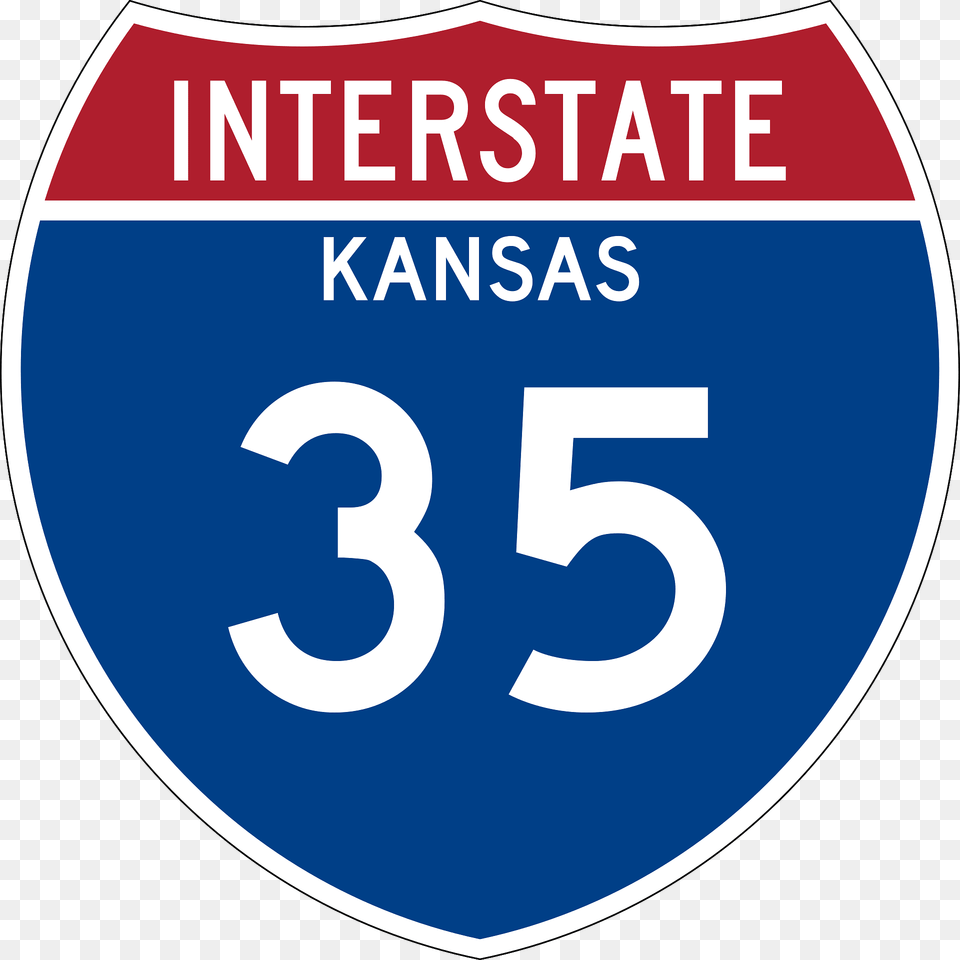 Interstate 35 Kansas Metric Sign Clipart, Symbol, Text, Disk, Number Png