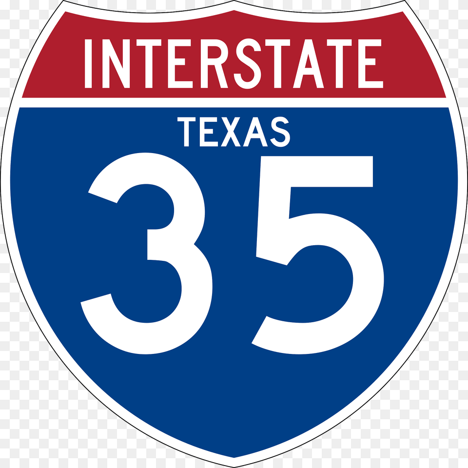 Interstate 35 Texas Sign Clipart, Symbol, Text, First Aid Png