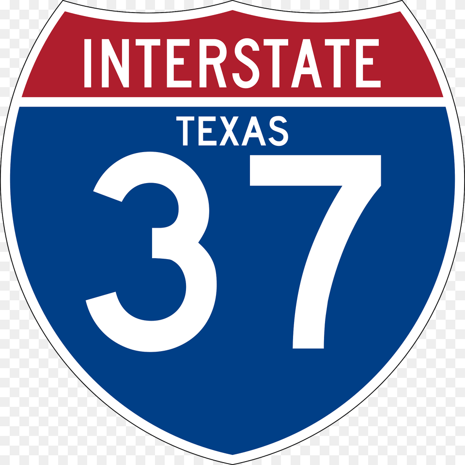 Interstate 37 Texas Sign Clipart, Symbol, Number, Text, Disk Free Transparent Png