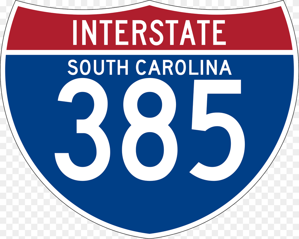 Interstate 385 South Carolina Sign Clipart, Symbol, Number, Text Png Image