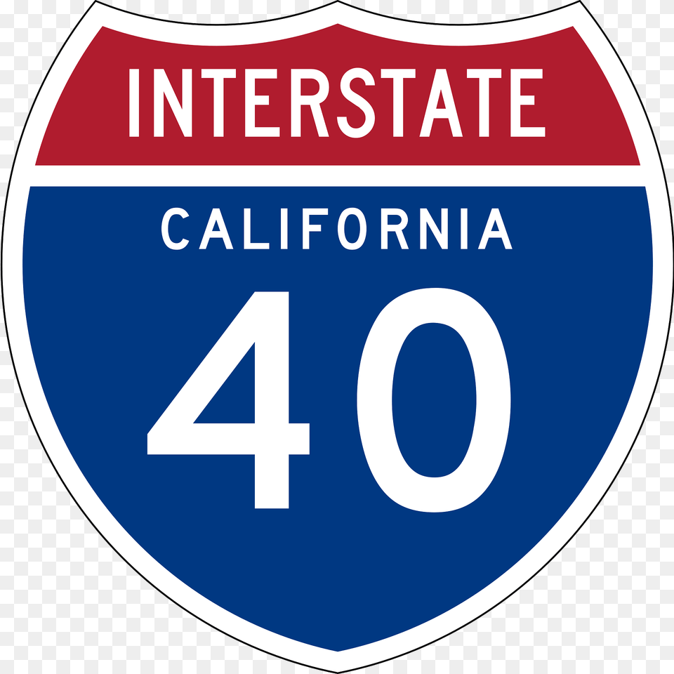 Interstate 40 California Sign Clipart, Symbol, Text, Number, Disk Free Transparent Png