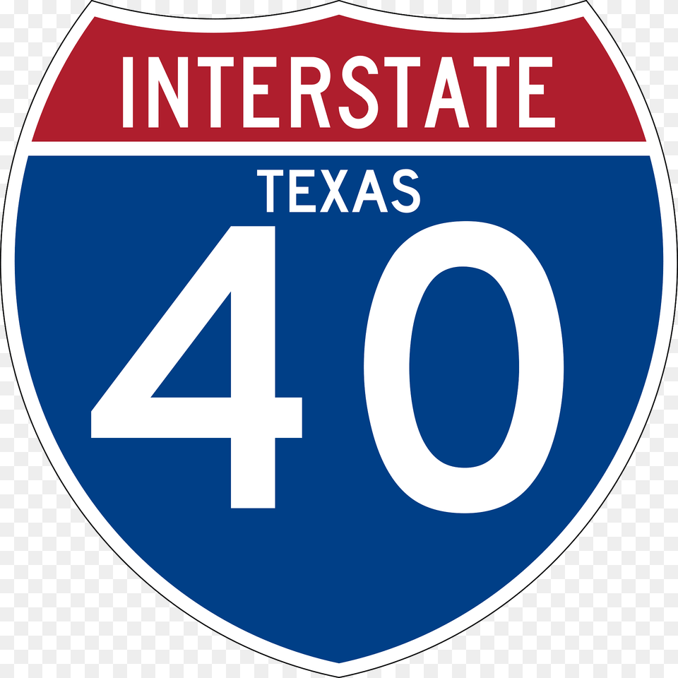 Interstate 40 Texas Sign Clipart, Symbol, Number, Text, Disk Free Transparent Png