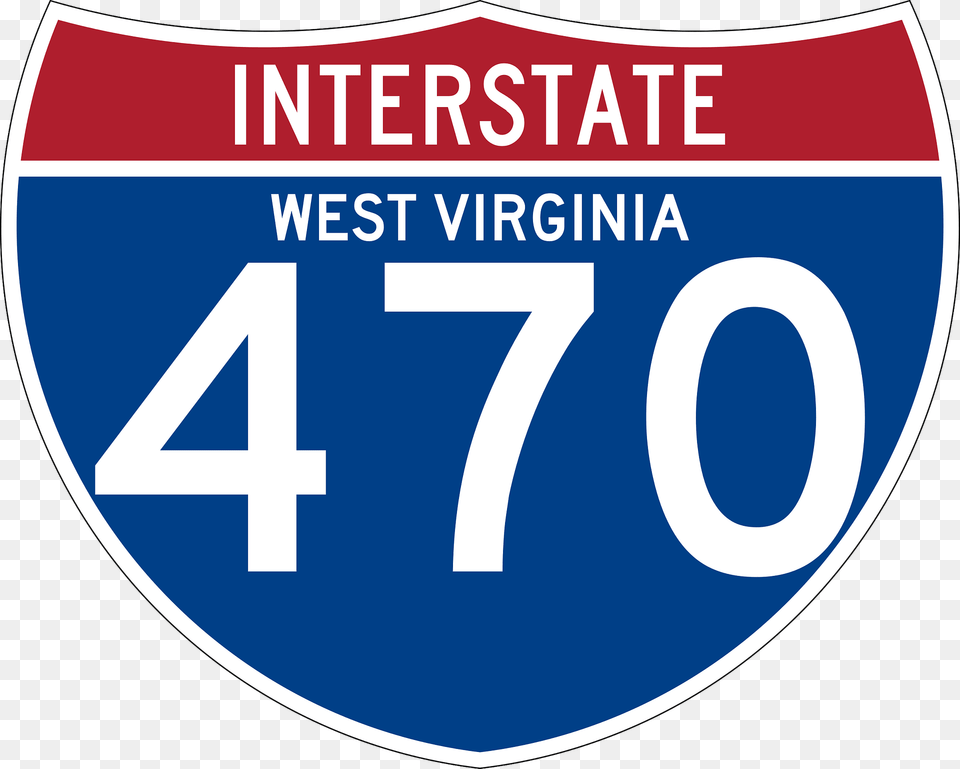 Interstate 470 West Virginia Sign Clipart, Symbol, Number, Text Free Png