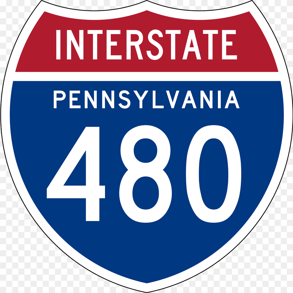 Interstate 480 Pennsylvania Sign Clipart, Symbol, Text, Number, Disk Free Transparent Png