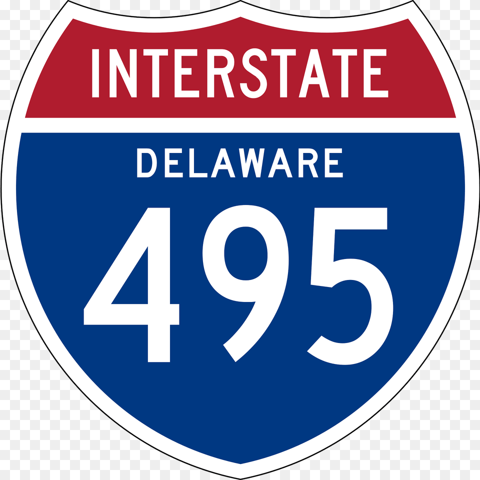 Interstate 495 Delaware Sign Clipart, Symbol, Text, Number Png