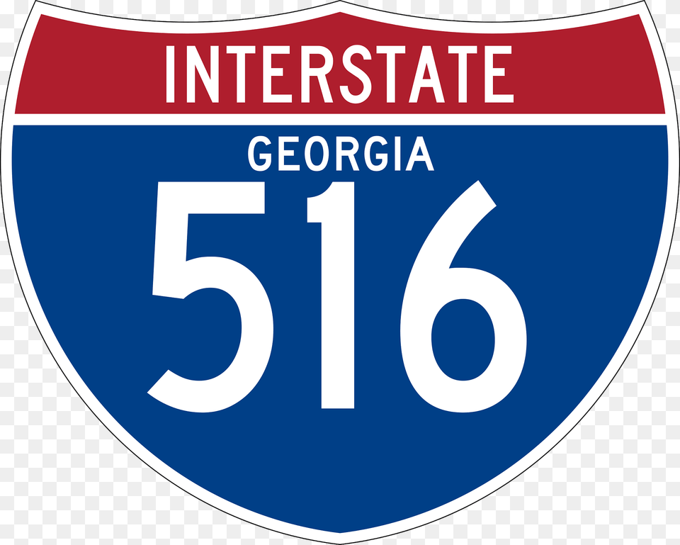 Interstate 516 Georgia Sign Clipart, Symbol, Text, Number Png