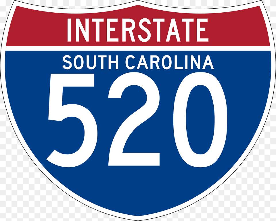 Interstate 520 South Carolina Sign Clipart, Symbol, Number, Text Png