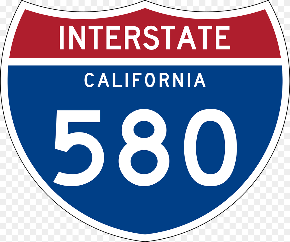 Interstate 580 California Sign Clipart, Symbol, Text, Number Png