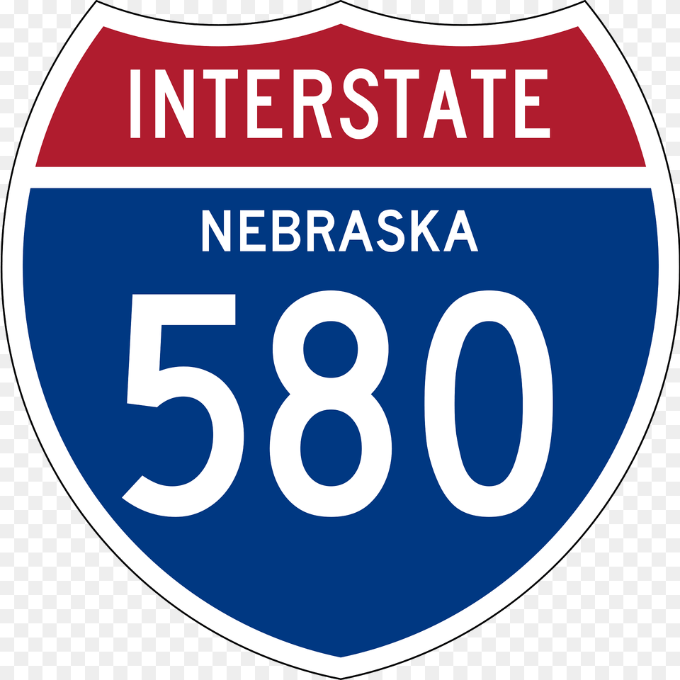 Interstate 580 Nebraska Sign Clipart, Symbol, Number, Text, Disk Png