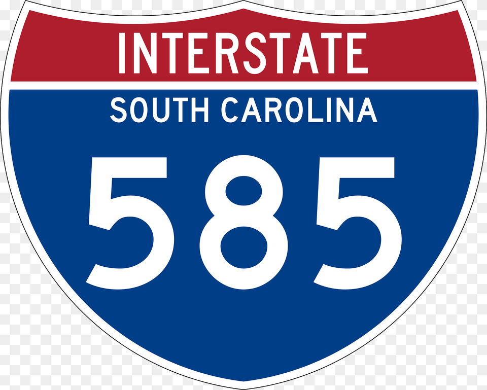 Interstate 585 South Carolina Metric Sign Clipart, Symbol, Text, Number Png Image