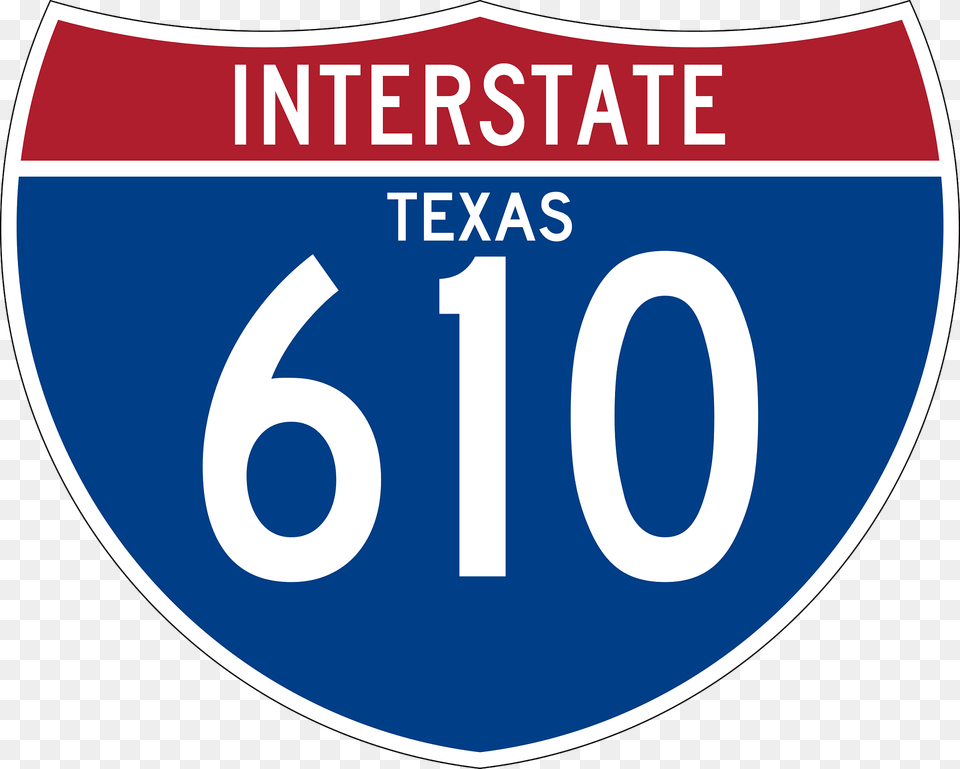 Interstate 610 Texas Sign Clipart, Symbol, License Plate, Transportation, Vehicle Png Image